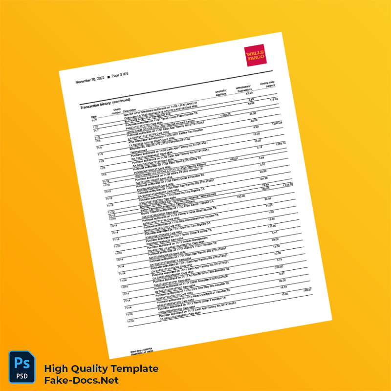 Bank Statement 1130 Template in Word and PDF formats 8 page Bank Statement 1130 Template in Word and PDF formats 8 page