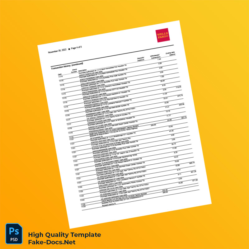 Bank Statement 1130 Template in Word and PDF formats 8 page Bank Statement 1130 Template in Word and PDF formats 8 page