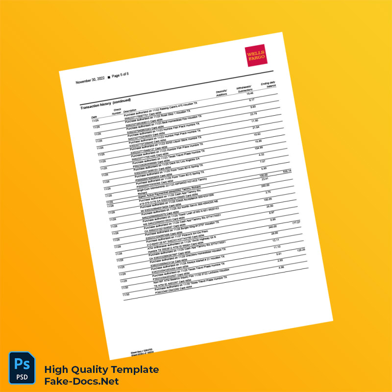 Bank Statement 1130 Template in Word and PDF formats 8 page Bank Statement 1130 Template in Word and PDF formats 8 page
