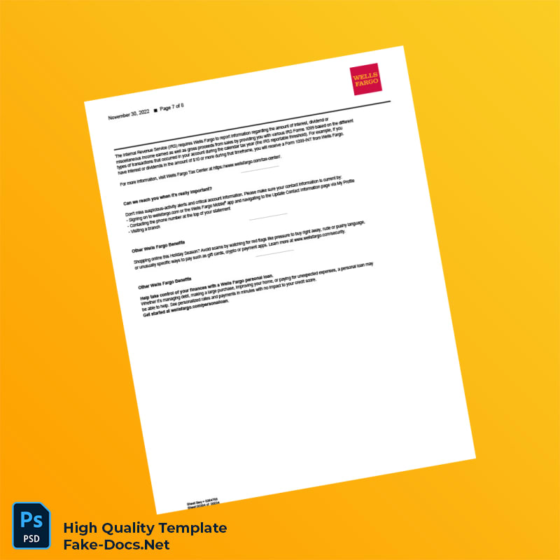 Bank Statement 1130 Template in Word and PDF formats 8 page Bank Statement 1130 Template in Word and PDF formats 8 page