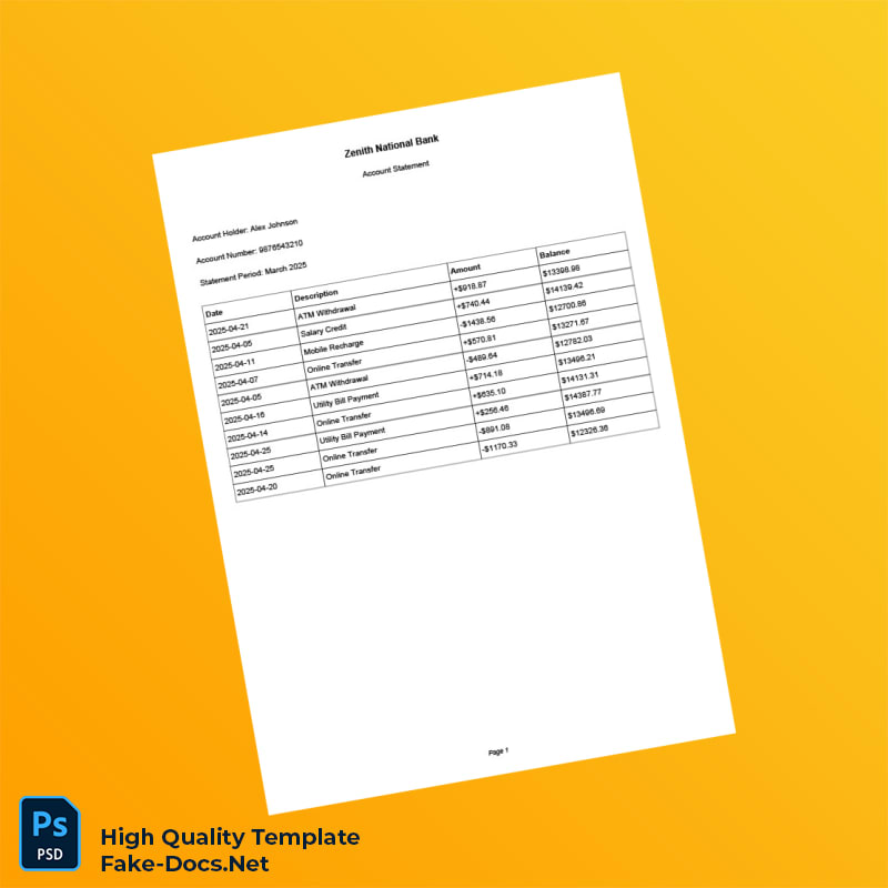 Bank Statement Editable Bank Statement Template in Word and PDF formats Bank Statement Editable Bank Statement Template in Word and PDF formats