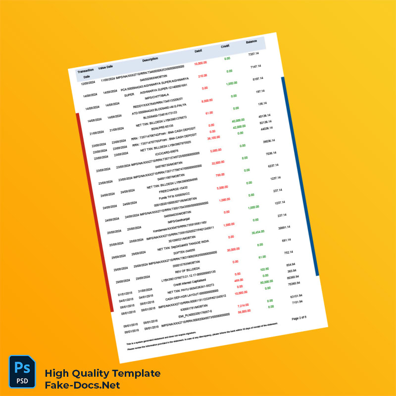 Bank Statement Template in Word and PDF formats 8 page Bank Statement Template in Word and PDF formats 8 page