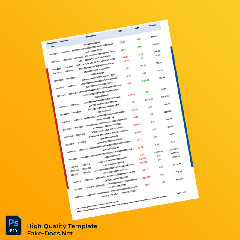 Bank Statement Template in Word and PDF formats 8 page Bank Statement Template in Word and PDF formats 8 page