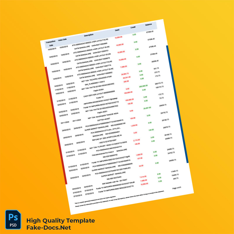 Bank Statement Template in Word and PDF formats 8 page Bank Statement Template in Word and PDF formats 8 page