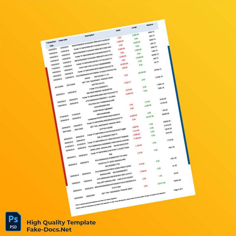 Bank Statement Template in Word and PDF formats 8 page Bank Statement Template in Word and PDF formats 8 page