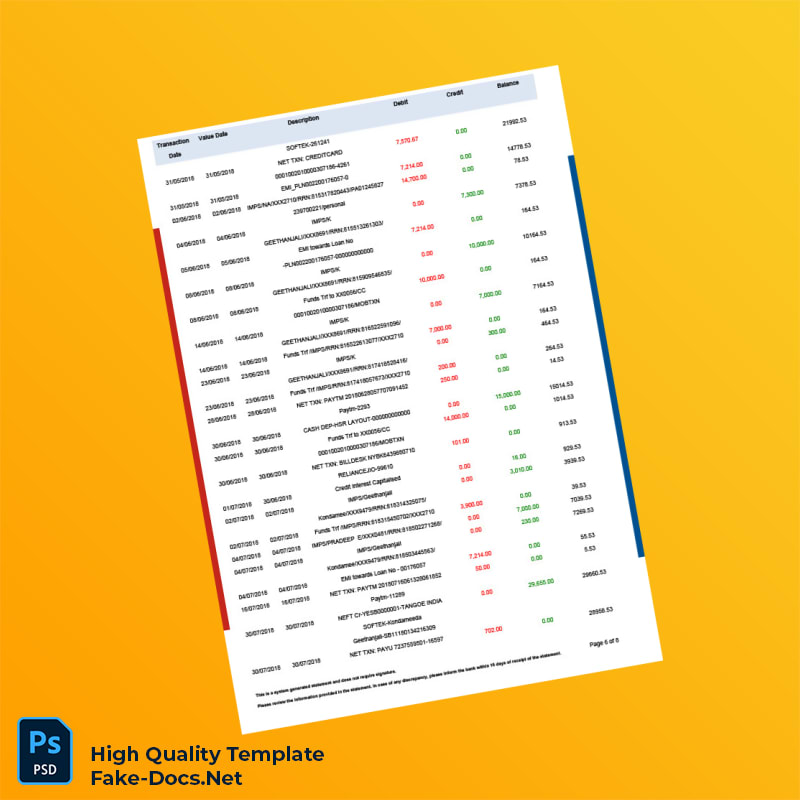 Bank Statement Template in Word and PDF formats 8 page Bank Statement Template in Word and PDF formats 8 page