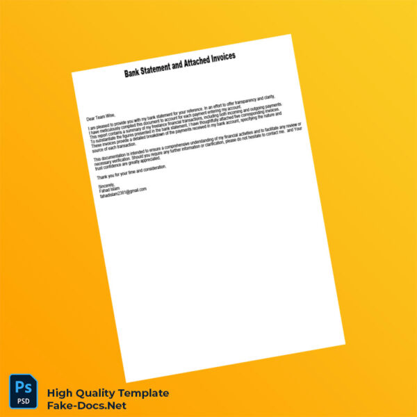 Bank Statement and Invoices Template in Word and PDF formats 7 page