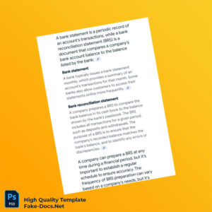 Bank Statement or Reconciliation Statement Template in Word and PDF formats 2 page Bank Statement or Reconciliation Statement Template in Word and PDF formats 2 page