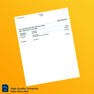 Belgium BNP Paribas Bank Statement Template in Word and PDF formats