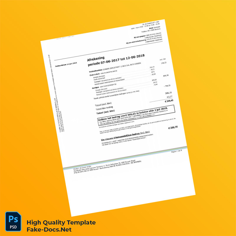 Belgium Electrabel Customer Solutions Editable Utility Bill Template in Word and PDF formats Belgium Electrabel Customer Solutions Editable Utility Bill Template in Word and PDF formats