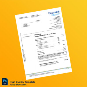 Belgium Electrabel Editable Electricity Bill Template in Word and PDF formats