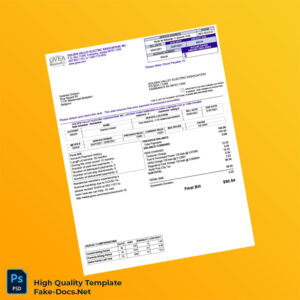 Belgium Golden Valley Electric Association Editable Electricity Bill Template in Word and PDF formats 2 page