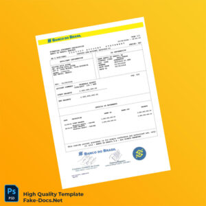 Brazil Banco do Brasil Custody Account Statement Template in Word and PDF formats