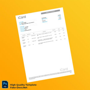 Bulgaria iCard Bank Statement Template in Word and PDF formats