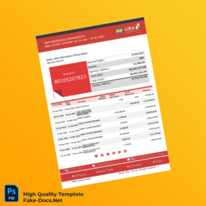 Cameroon UBA Bank Statement Template in Word and PDF formats 3 page Cameroon UBA Bank Statement Template in Word and PDF formats 3 page