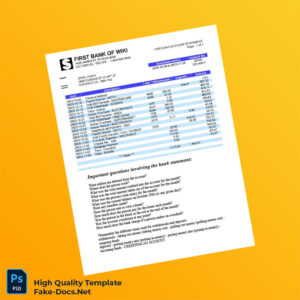 Canada Bank Statement Template in Word and PDF formats 2 page Canada Bank Statement Template in Word and PDF formats 2 page