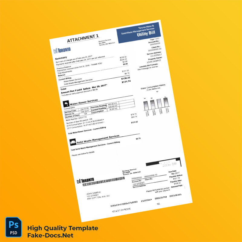 Canada City of Toronto Editable Utility Account Guide Template in Word and PDF formats 3 page Canada City of Toronto Editable Utility Account Guide Template in Word and PDF formats 3 page