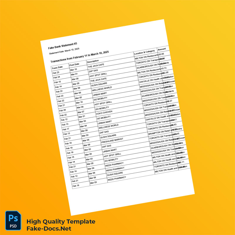 Canada Fake Bank Statement Template in Word and PDF formats Canada Fake Bank Statement Template in Word and PDF formats