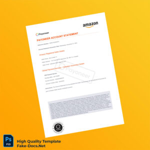 Canada Payoneer Account Statement Template in Word and PDF formats