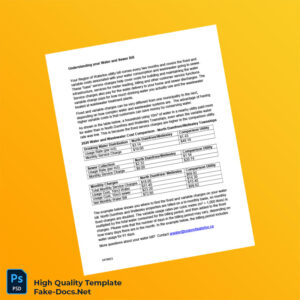 Canada Region of Waterloo Editable Water Bill Template in Word and PDF formats 2 page