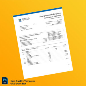 Canada Royal Bank of Canada Bank Statement Template in Word and PDF formats