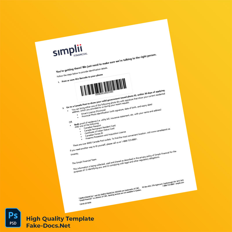 Canada Simpli Financial Editable Identity Verification Instructions Template in Word and PDF formats Canada Simpli Financial Editable Identity Verification Instructions Template in Word and PDF formats