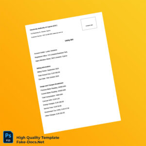 Cyprus EAC Editable Utility Bill Template in Word and PDF formats 2 page Cyprus EAC Editable Utility Bill Template in Word and PDF formats 2 page