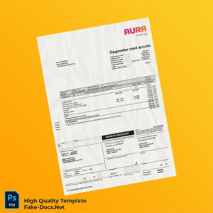 Denmark Aura Elhandel A_S Editable Utility Bill Template in Word and PDF formats