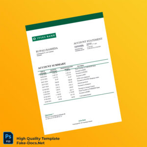 Denmark Jyske Bank Account Statement Template in Word and PDF formats