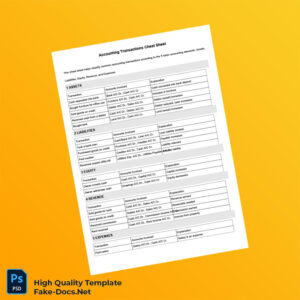 Editable Accounting Transactions Cheat Sheet Template in Word and PDF formats 2 page Editable Accounting Transactions Cheat Sheet Template in Word and PDF formats 2 page