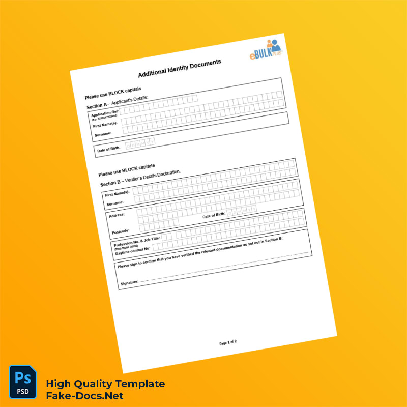 Editable Additional Identity Document Template in Word and PDF formats 2 page Editable Additional Identity Document Template in Word and PDF formats 2 page