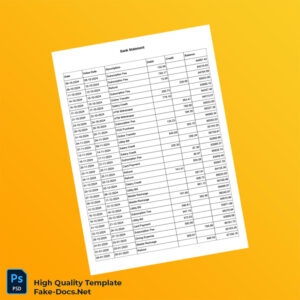 Editable Bank Statement Template in Word and PDF formats 2 page Editable Bank Statement Template in Word and PDF formats 2 page