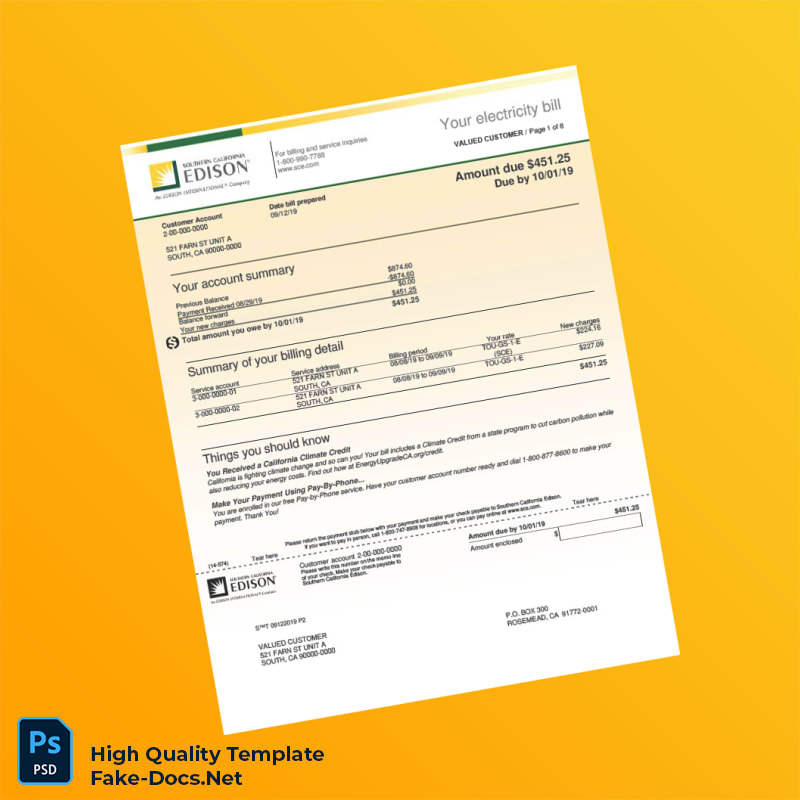 Editable Electricity Bill Template in Word and PDF formats 8 page Editable Electricity Bill Template in Word and PDF formats 8 page