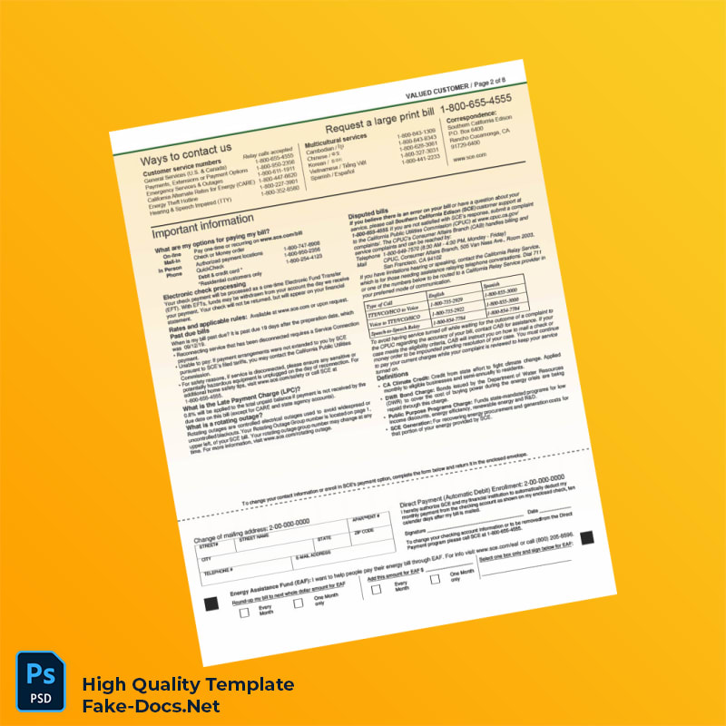 Editable Electricity Bill Template in Word and PDF formats 8 page Editable Electricity Bill Template in Word and PDF formats 8 page