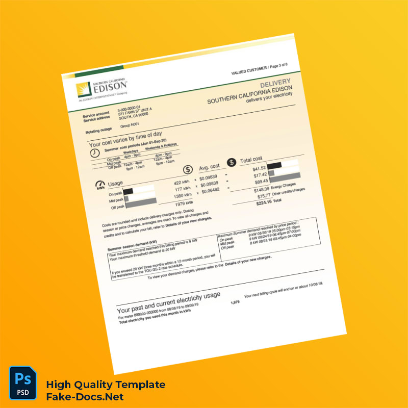 Editable Electricity Bill Template in Word and PDF formats 8 page Editable Electricity Bill Template in Word and PDF formats 8 page