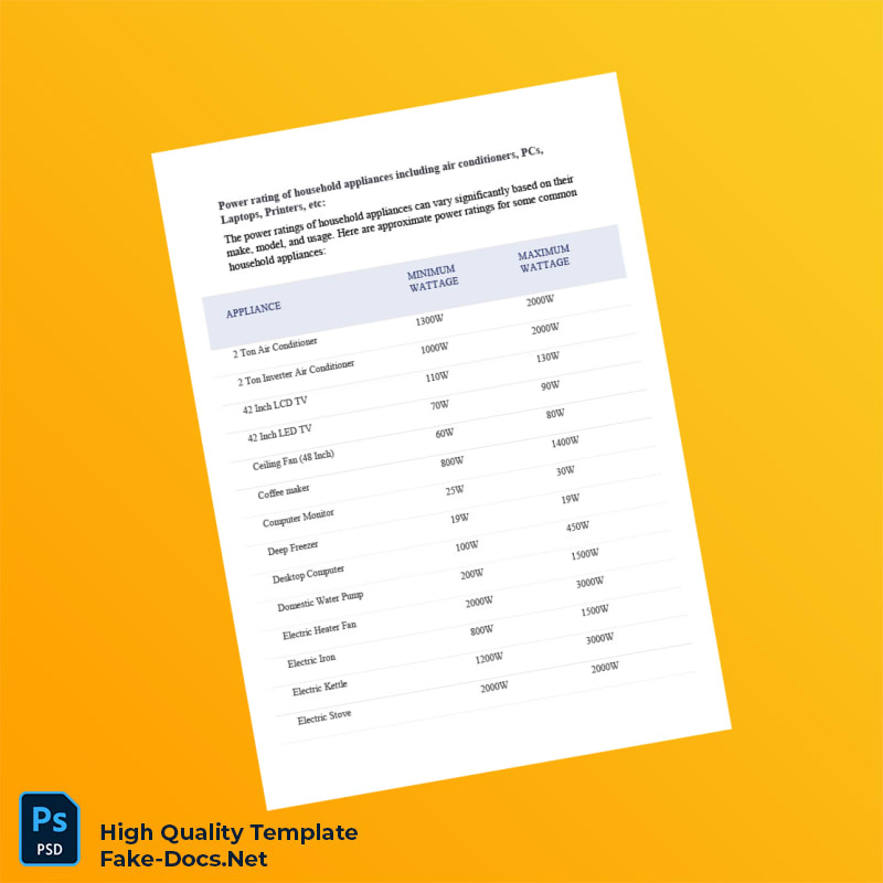 Editable Electricity Bill Template in Word and PDF formats 7 page Editable Electricity Bill Template in Word and PDF formats 7 page