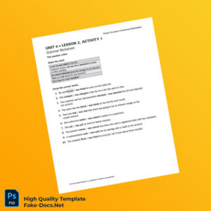 Editable Grammar Worksheet Template in Word and PDF formats