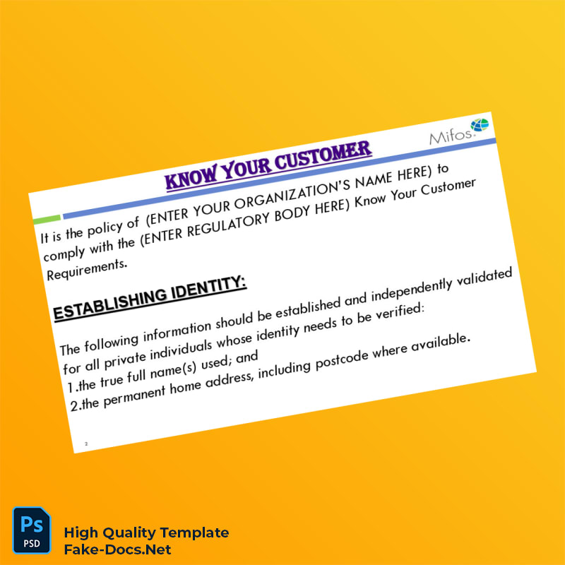 Editable Know Your Customer Template in Word and PDF formats 8 page Editable Know Your Customer Template in Word and PDF formats 8 page