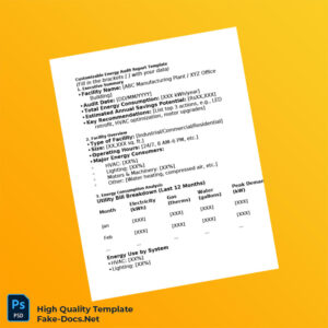 Energy Audit Report Template Editable Energy Audit Report Template in Word and PDF formats 3 page