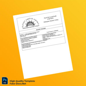 Ethiopia Ethiopian Electric Utility Editable Receipt Voucher Template in Word and PDF formats Ethiopia Ethiopian Electric Utility Editable Receipt Voucher Template in Word and PDF formats