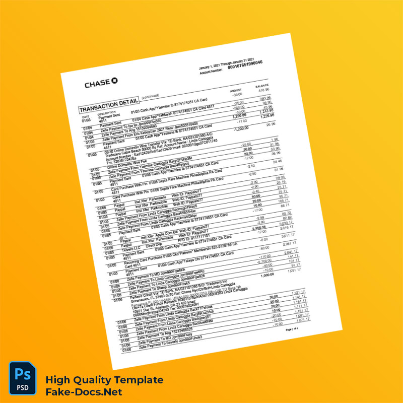 France Chase Bank Statement Template in Word and PDF formats 4 page France Chase Bank Statement Template in Word and PDF formats 4 page
