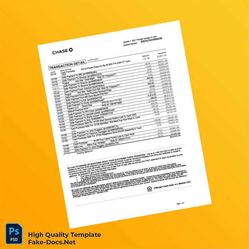 France Chase Bank Statement Template in Word and PDF formats 4 page France Chase Bank Statement Template in Word and PDF formats 4 page