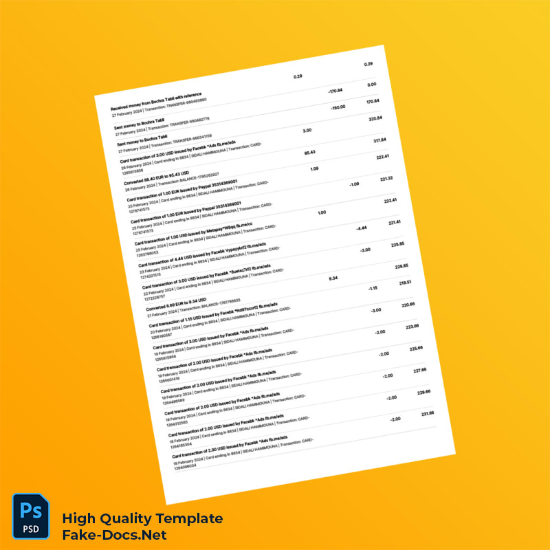 France USD Statement Template in Word and PDF formats 3 page France USD Statement Template in Word and PDF formats 3 page