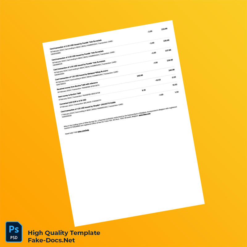 France USD Statement Template in Word and PDF formats 3 page France USD Statement Template in Word and PDF formats 3 page