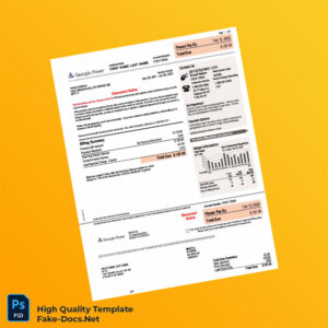 Georgia Georgia Power Editable Electricity Bill Template in Word and PDF formats Georgia Georgia Power Editable Electricity Bill Template in Word and PDF formats