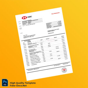 Germany HSBC Current Account Statement Template in Word and PDF formats