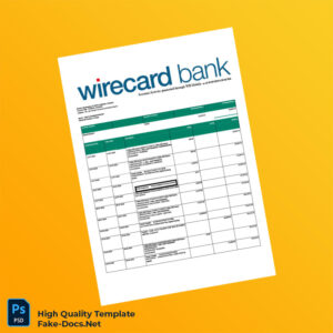 Germany Wirecard Bank Editable Bank Statement Template in Word and PDF formats 2 page