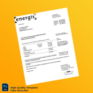 Germany energis GmbH Editable Utility Business Bill Template in Word and PDF formats
