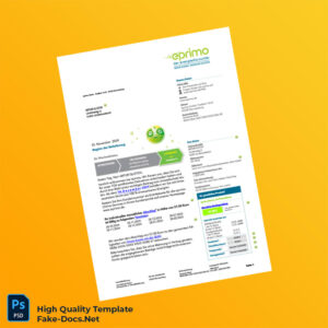 Germany eprimo Editable Electricity Bill Template in Word and PDF formats 2 page
