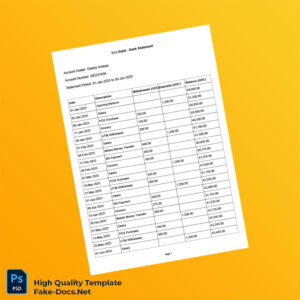Ghana Eco Bank Bank Statement Template in Word and PDF formats 2 page